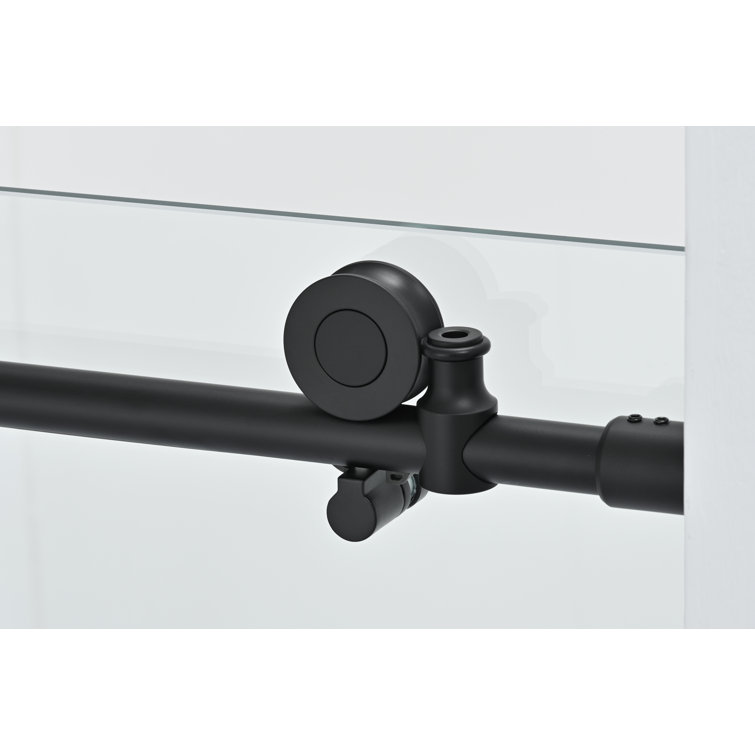 60" x 76" Frameless Matte Black Sliding Shower Door with Clear Glass