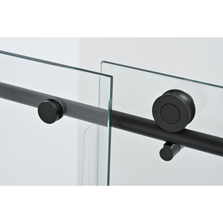 60 in. Matte Black Frameless Soft Close Sliding Shower Door with Clear Glass