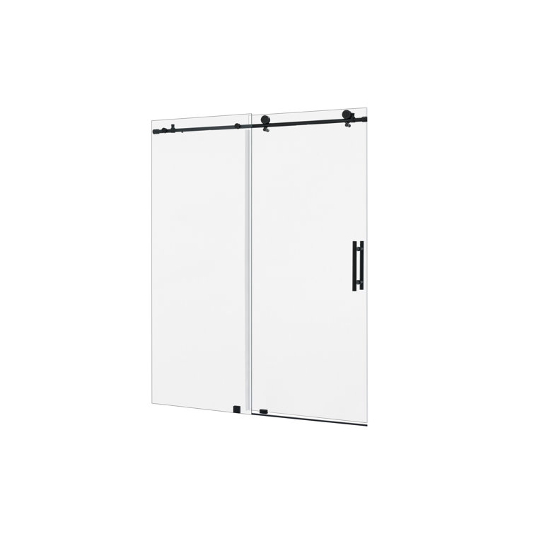 60 in. Matte Black Frameless Soft Close Sliding Shower Door with Clear Glass