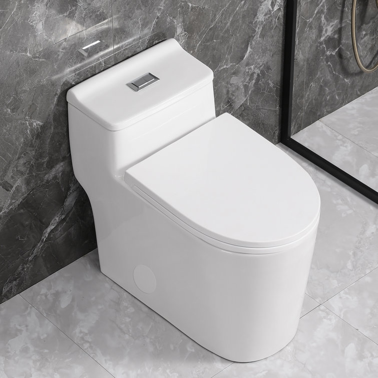 White Elongated Dual Flush High Efficiency One-Piece Toilet