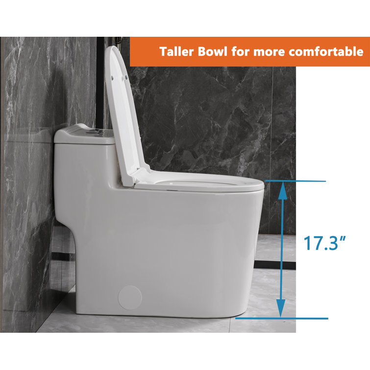 White Elongated Dual Flush High Efficiency One-Piece Toilet