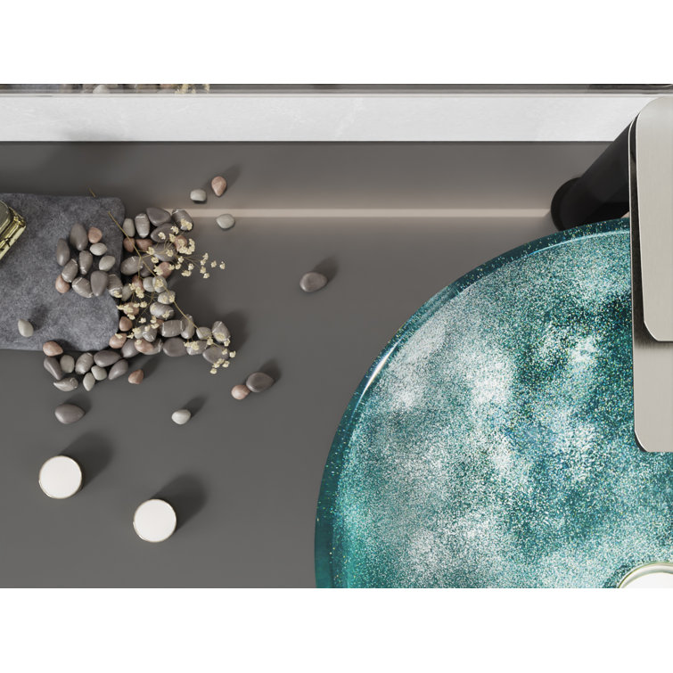 Belissima 16.5'' Stellar Grey Glass Round Vessel Sink