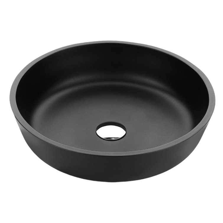 Matte Black Round Glass Above-Counter Bathroom Sink