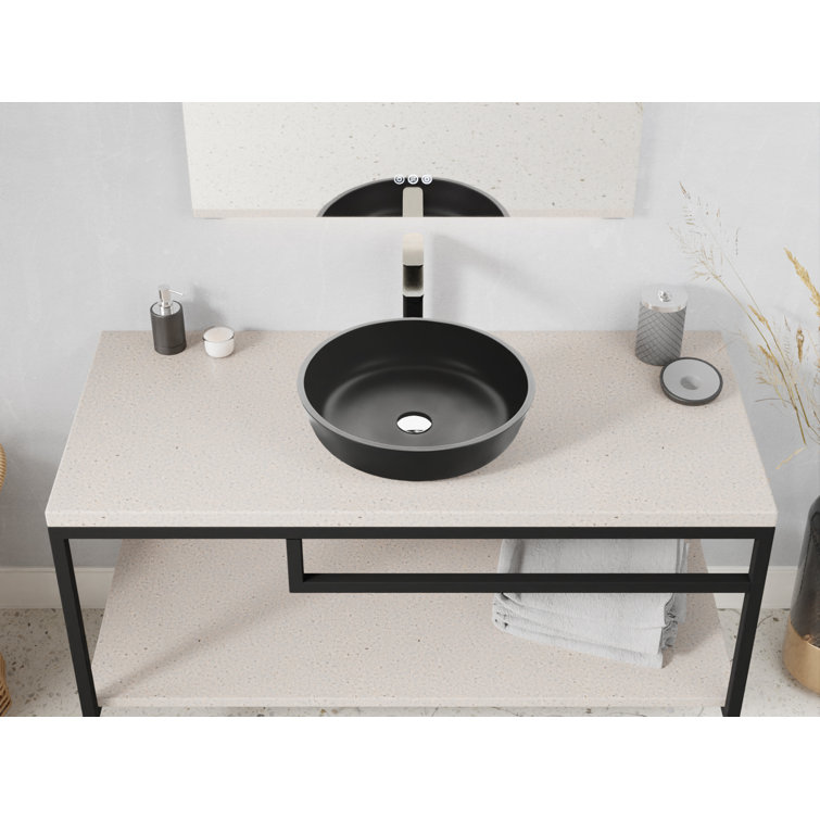 Matte Black Round Glass Above-Counter Bathroom Sink