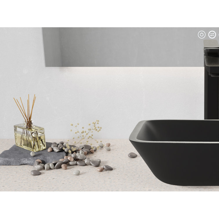 Innovio Matte Black 18.1" Rectangular Glass Vessel Sink