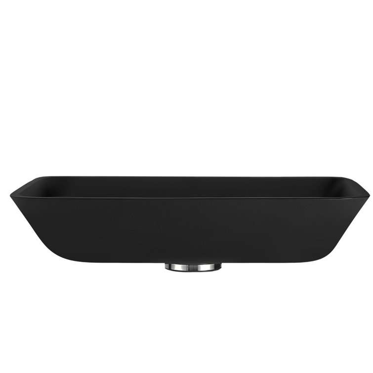 Innovio Matte Black 18.1" Rectangular Glass Vessel Sink