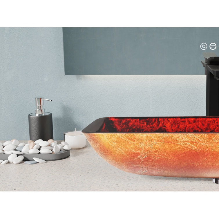 Celestial Bronze Rectangular Glass Above-Counter Bathroom Sink
