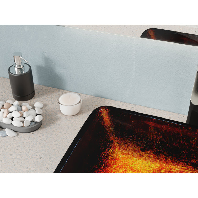 Celestial Bronze Rectangular Glass Above-Counter Bathroom Sink