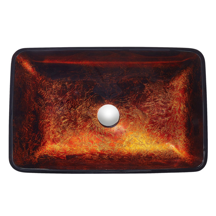 Celestial Bronze Rectangular Glass Above-Counter Bathroom Sink