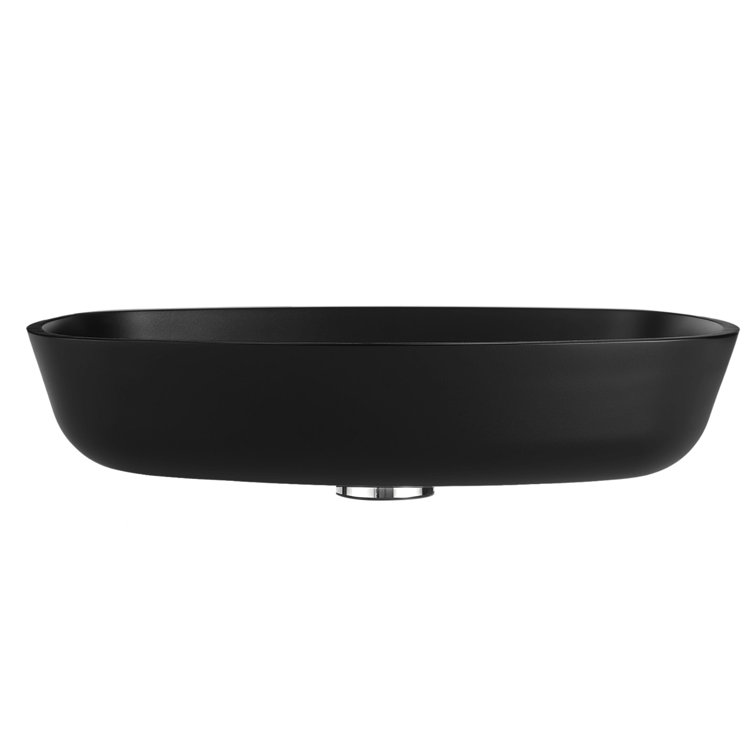 Matte Black Rectangular Glass Above-Counter Bathroom Sink