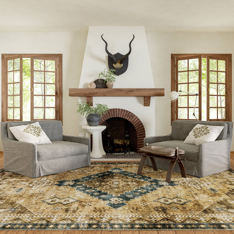 Dorota Hunter Green Geometric Synthetic 3' x 5' Area Rug