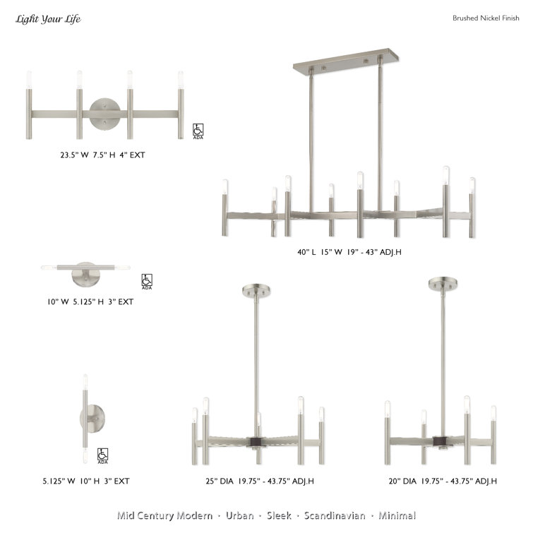 Nickel 4-Light Adjustable Dimmable Vanity Light Fixture