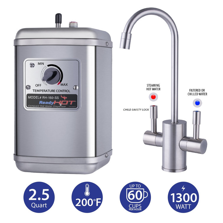 Compact Brushed Nickel Dual Lever Hot Water Dispenser