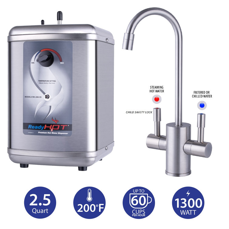 Brushed Nickel Dual Lever Instant Hot Water Dispenser System