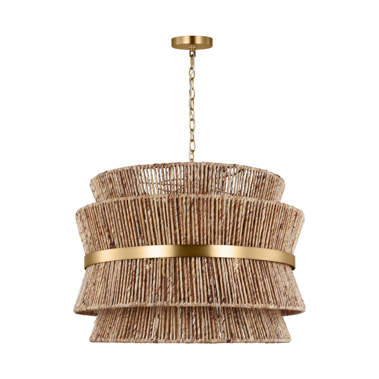 Thurlo Large Brass and Natural Rope Chandelier