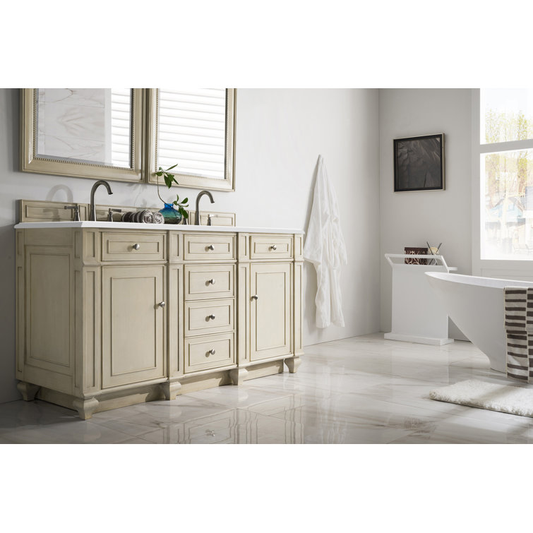 Bristol 60" Double Vanity in Whitewashed Walnut with Quartz Top