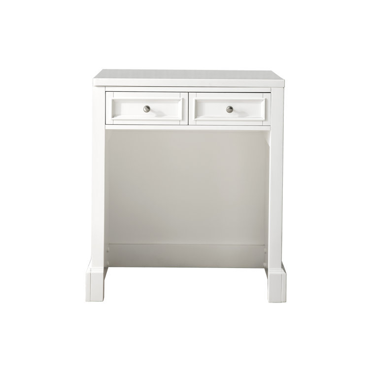 Bright White Solid Wood Vanity with Quartz Top