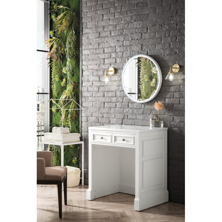 Bright White Solid Wood Vanity with Quartz Top