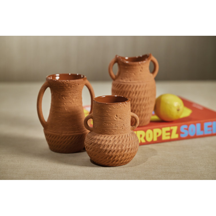 Terracotta Amphora Ceramic Table Vase Set