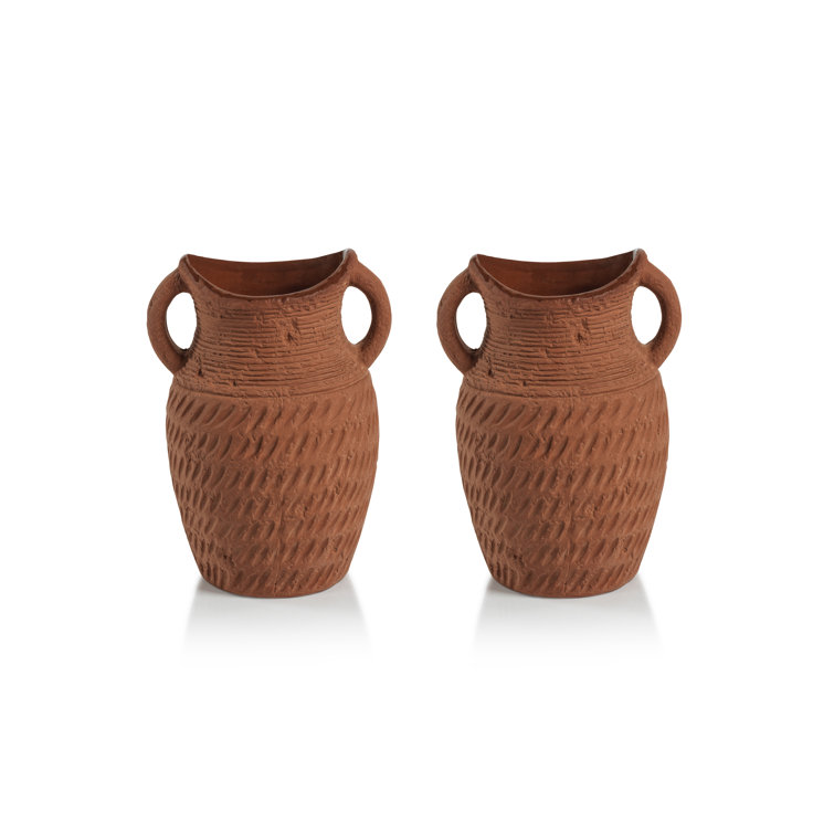 Terracotta Amphora Ceramic Table Vase Set