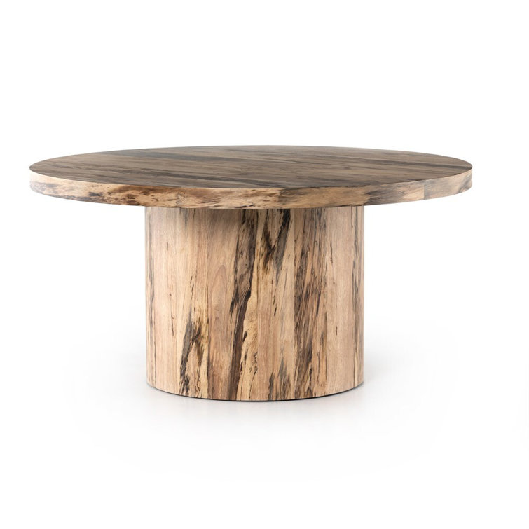 Contemporary Walnut Round Pedestal Dining Table, 60"