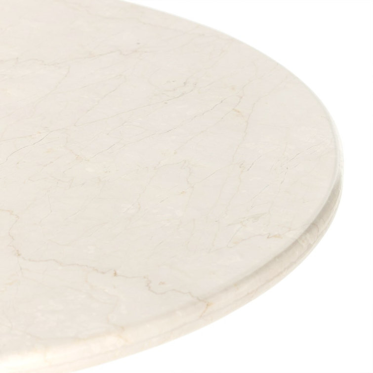 Ivory Oval Marble Dining Table with Iron Base for Six