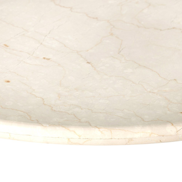 Ivory Oval Marble Dining Table with Iron Base for Six