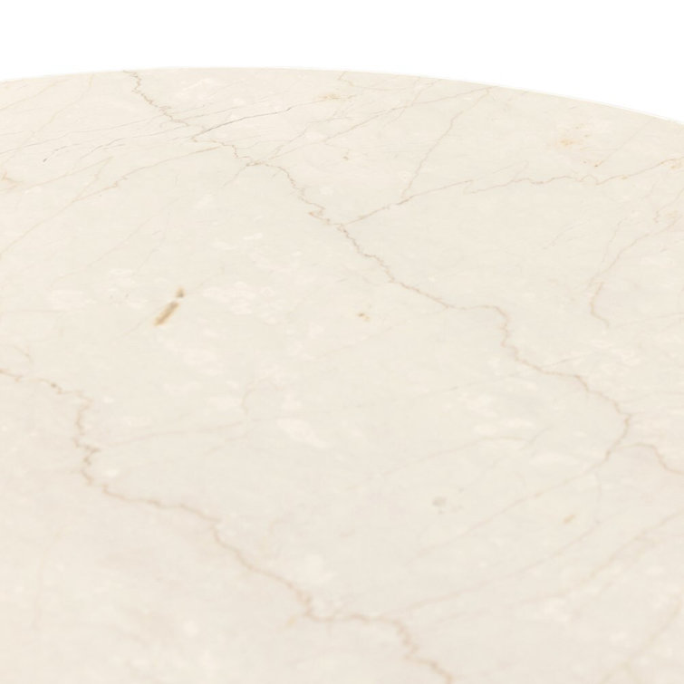 Ivory Oval Marble Dining Table with Iron Base for Six