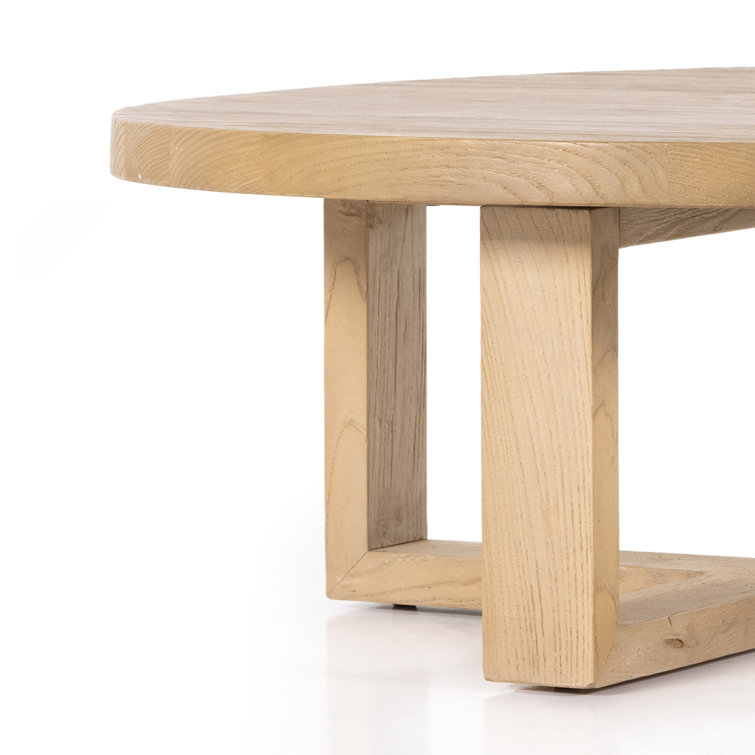 Wells 39'' Natural Brown Wood Round Coffee Table with Storage