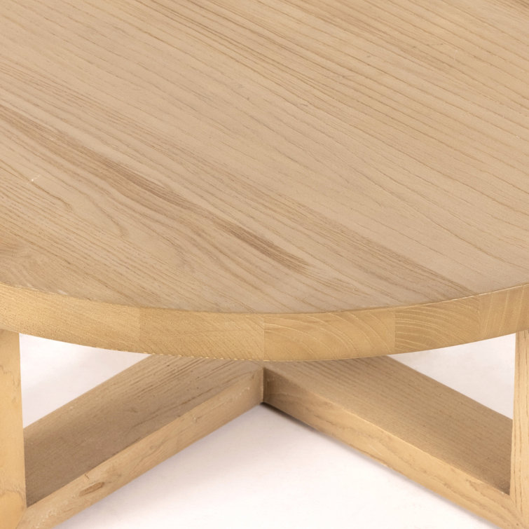 Wells 39'' Natural Brown Wood Round Coffee Table with Storage