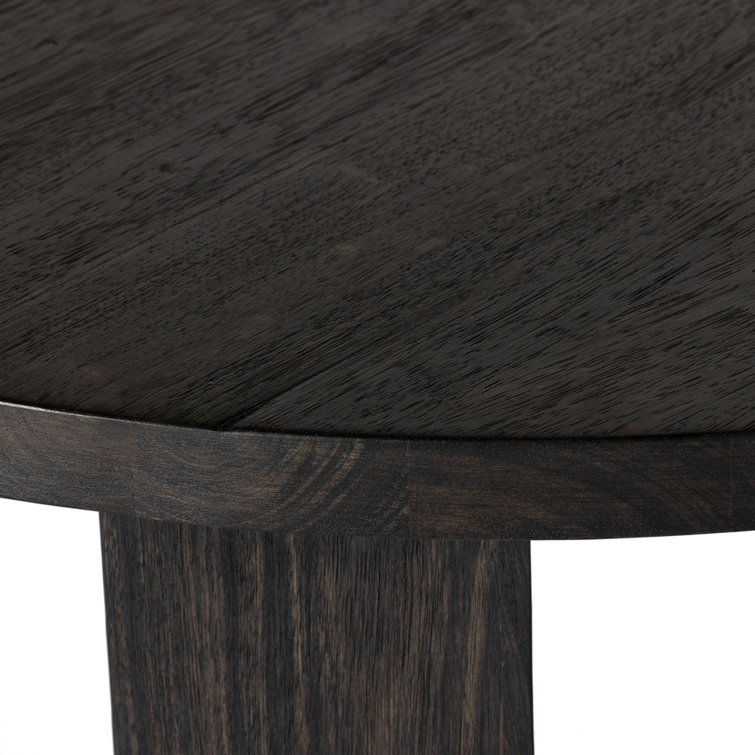 Contemporary Light Brushed Parawood Round Coffee Table, 38"