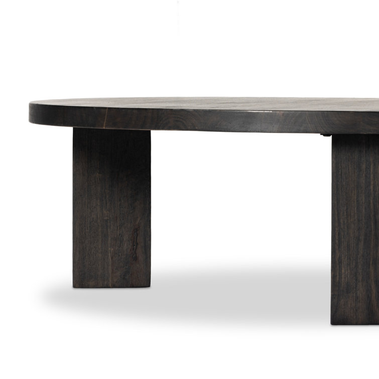Contemporary Light Brushed Parawood Round Coffee Table, 38"