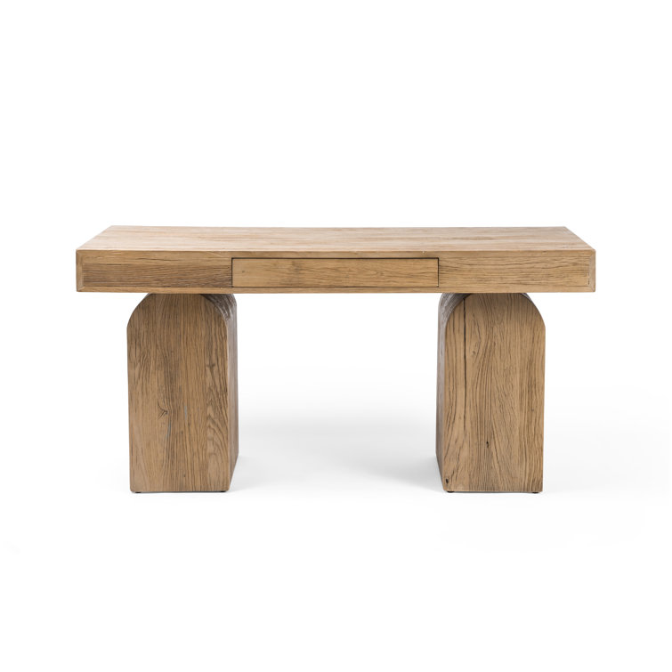 Contemporary Elm 60'' Natural Home Office Desk with Drawer