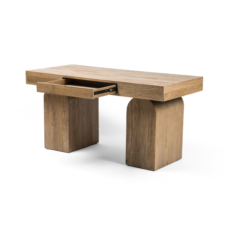 Contemporary Elm 60'' Natural Home Office Desk with Drawer