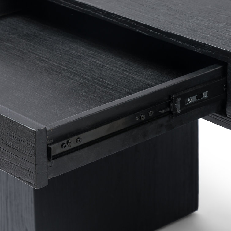 Arched Black Elm Home Office Desk with Sleek Storage Drawer