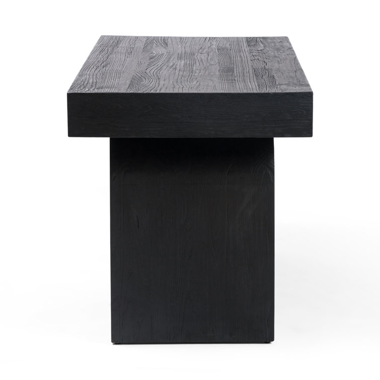 Arched Black Elm Home Office Desk with Sleek Storage Drawer