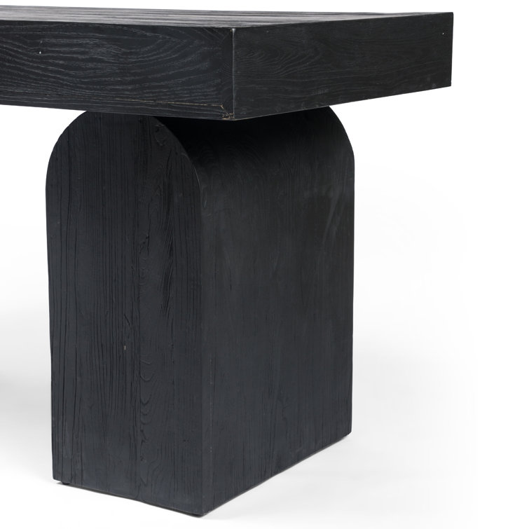Arched Black Elm Home Office Desk with Sleek Storage Drawer