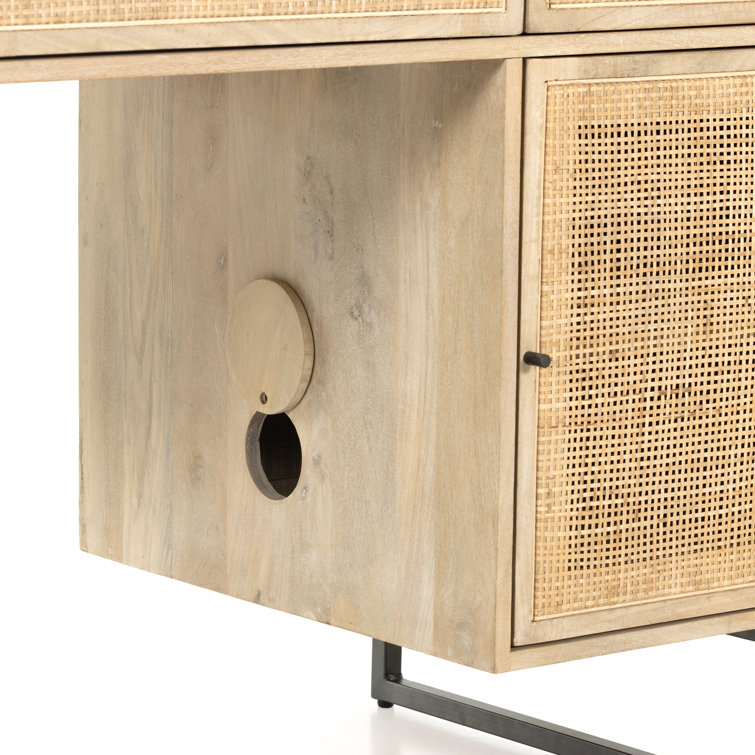 Contemporary 60'' Natural Mango Wood Home Office Desk with Drawers