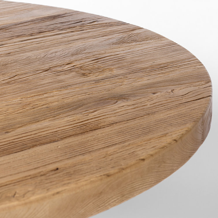 Natural Elm Round Reclaimed Wood Dining Table for Six