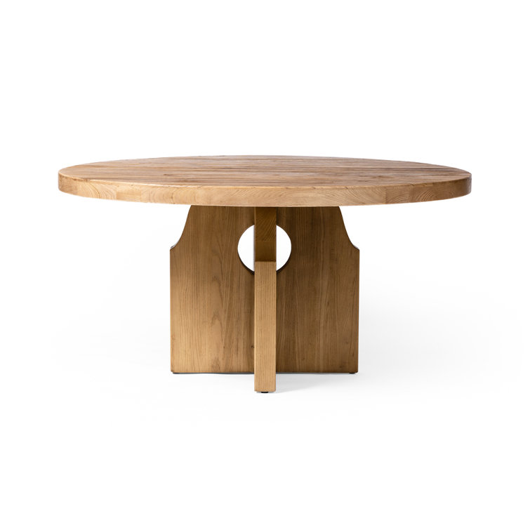 Natural Elm Round Reclaimed Wood Dining Table for Six