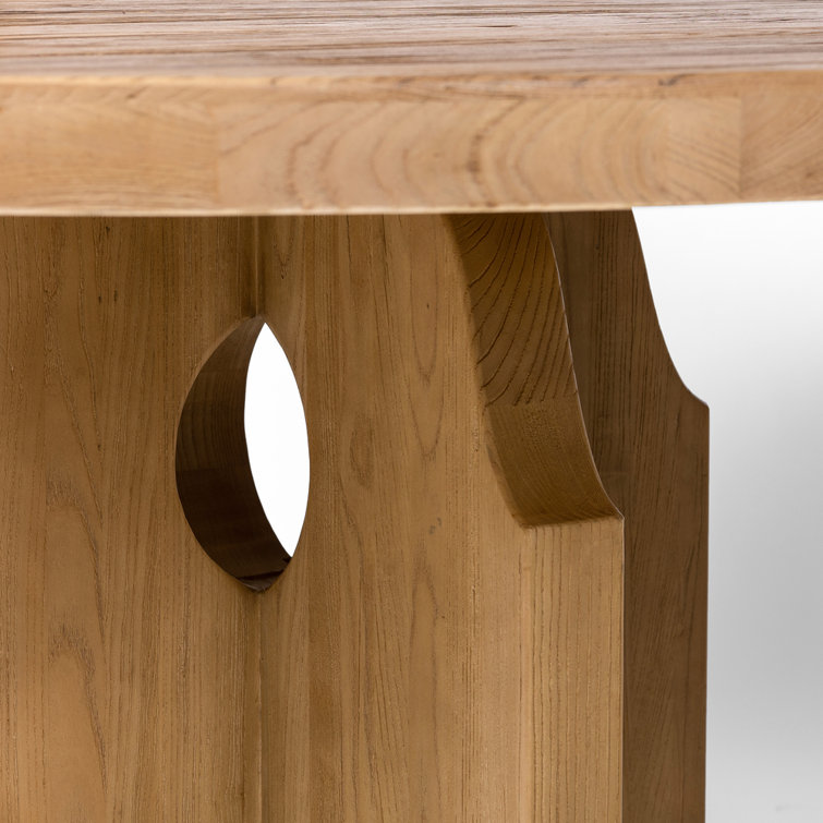 Natural Elm Round Reclaimed Wood Dining Table for Six