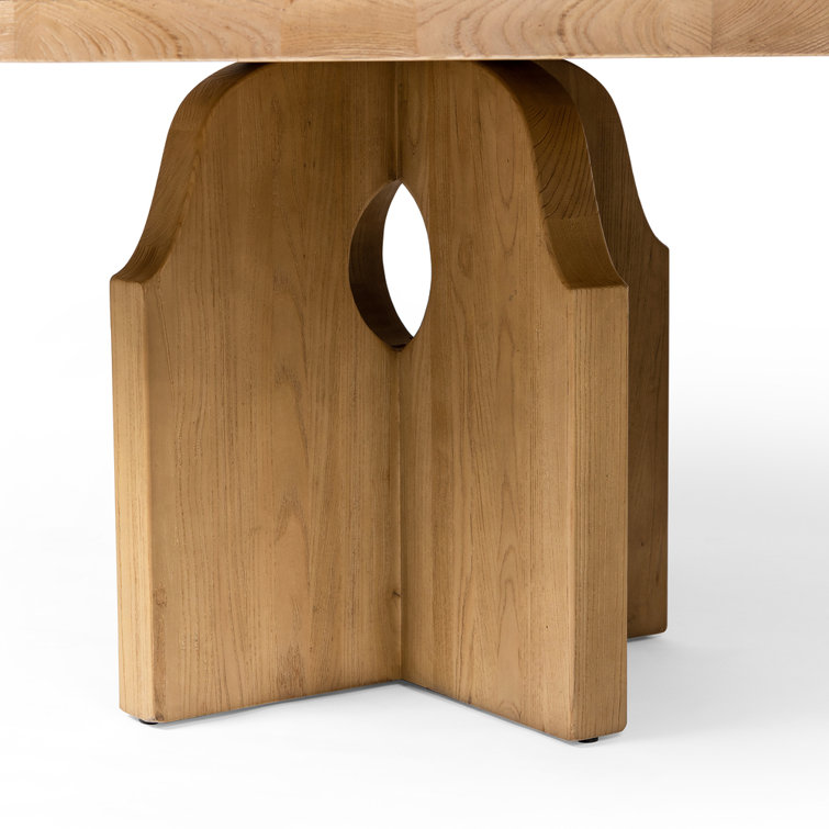 Natural Elm Round Reclaimed Wood Dining Table for Six