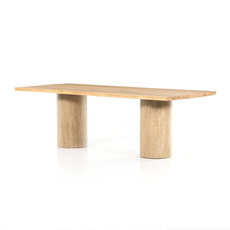 Natural Oak Rectangular Double Pedestal Dining Table