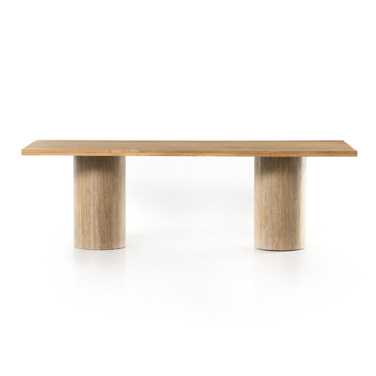 Natural Oak Rectangular Double Pedestal Dining Table