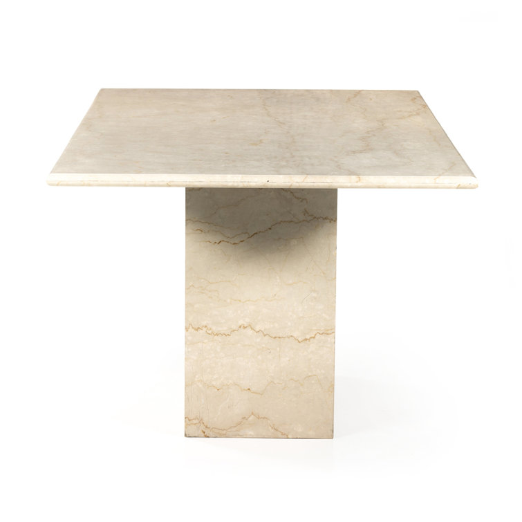 Contemporary Luxe Cream Marble Rectangular Dining Table for Six
