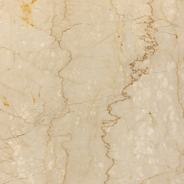 Contemporary Luxe Cream Marble Rectangular Dining Table for Six