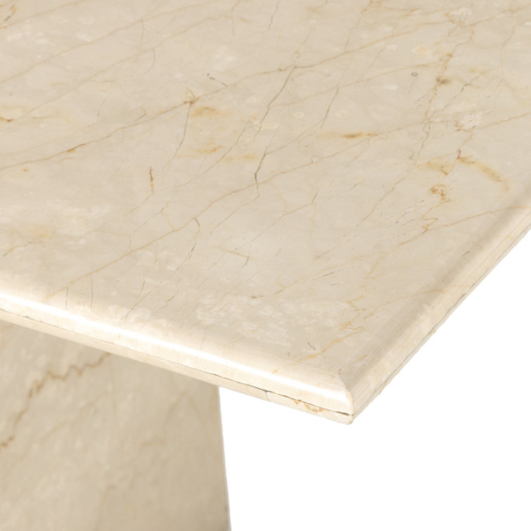 Contemporary Luxe Cream Marble Rectangular Dining Table for Six