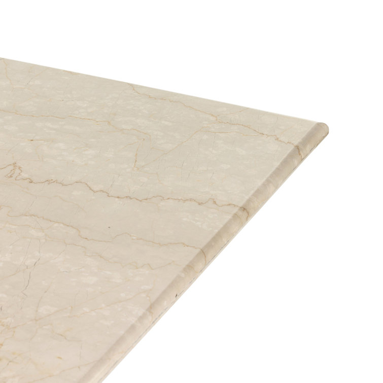 Contemporary Luxe Cream Marble Rectangular Dining Table for Six