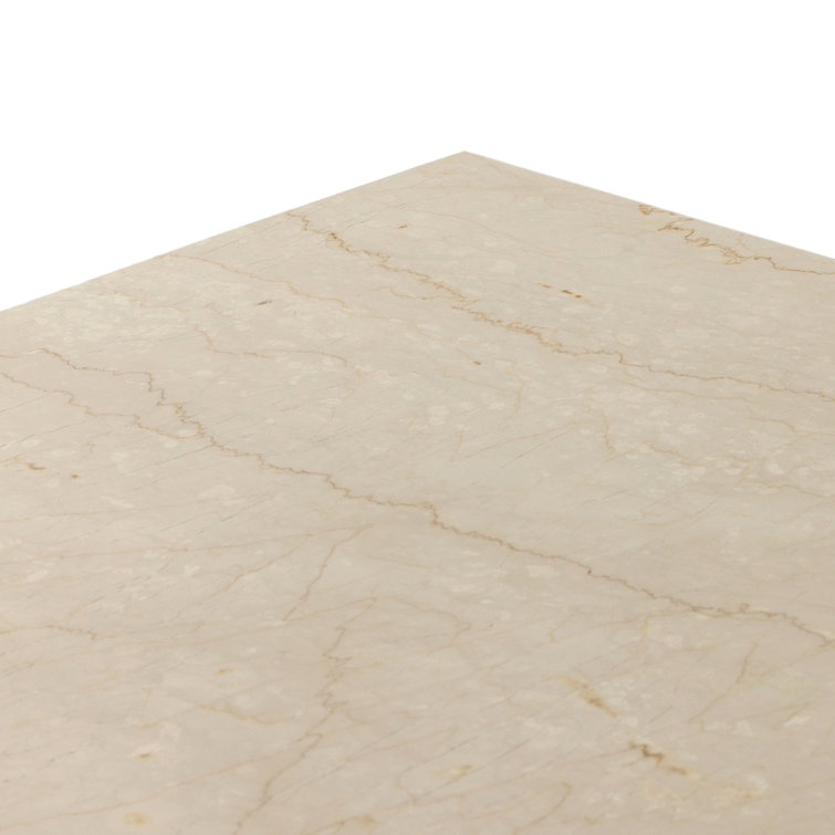 Contemporary Luxe Cream Marble Rectangular Dining Table for Six