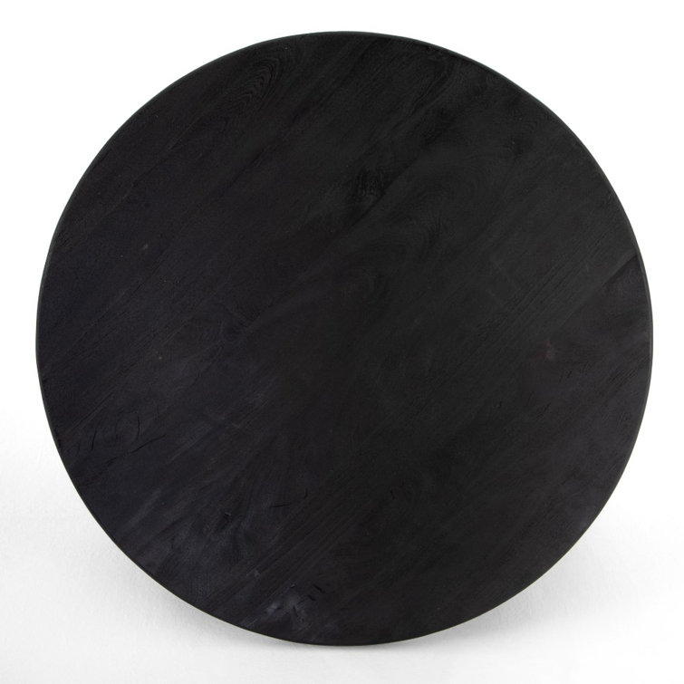 Round Black Reclaimed Wood Coffee Table with Storage